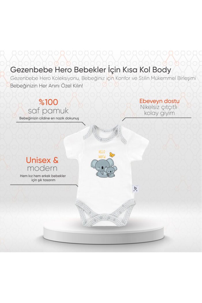 gezenbebe hero bebekler icin kisa kol body 9 12 ay koala 8683735963318 GZNBEBE.4470 2