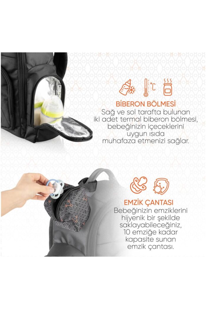 gezenbebe cok fonksiyonlu anne baba ve bebek bakim sirt cantasi black 8683735964209 GZNBEBE.4830 5