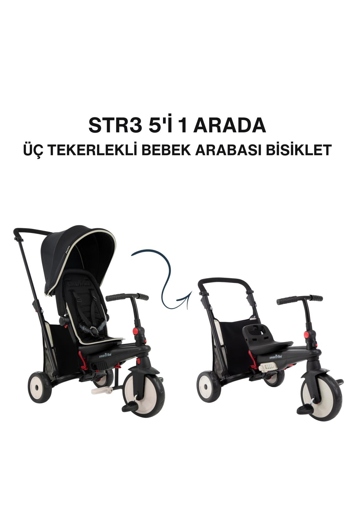 SmarTrike STR3 Plus 5’i 1 Arada Modüler Katlanabilir Bebek Arabası ve Üç Tekerlekli Bebek Bisikleti <div style="max-width: 1200px; margin: 0 auto; padding: 0 15px; font-family: 'Lexend' smartrike str3 plus bebek bisikleti black 4895211403681 SMRTRKE.4899 1